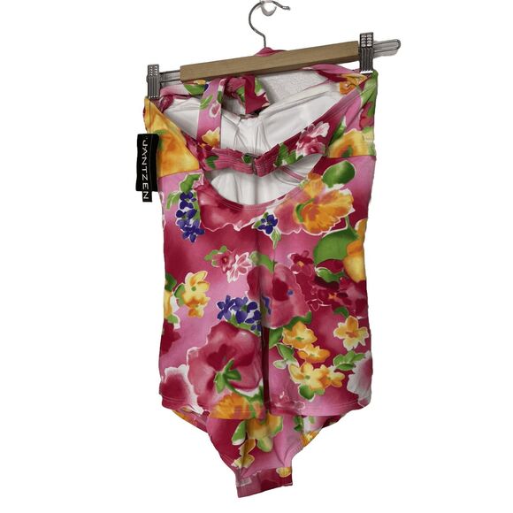 Jantzen Size 8 Floral Swimsuit One Piece Tummy Control Halter Top Gathered New - Picture 2 of 7